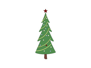 Beautiful Christmas tree graphic with simple design. Christmas tree image for holiday design. 