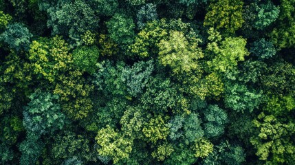 Aerial view of lush green forest canopy.