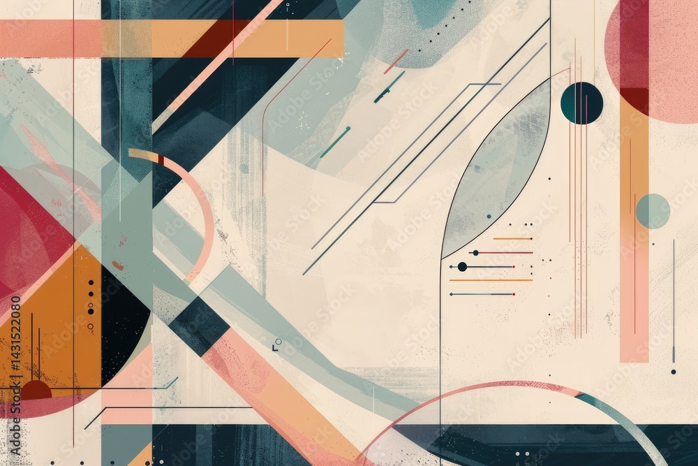 Poster abstract colorful geometric shapes effect on surface of digital cyber design express scene of cybers