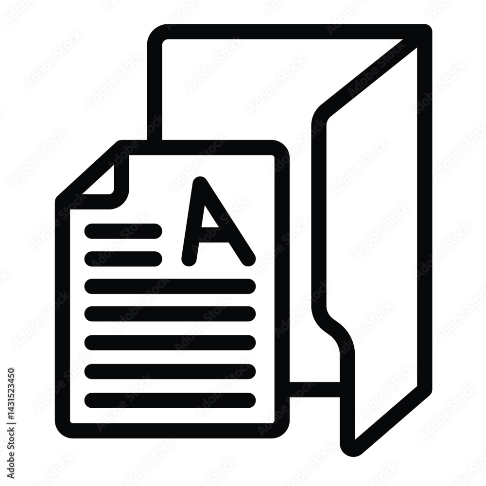 Poster document folder line icon, windows pack concept. vector graphics. folder with page sheet, paper docu