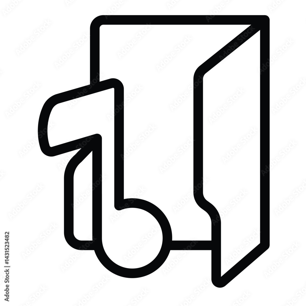 Poster audio folder line icon, windows pack concept. vector graphics. folder with music note, sound multime