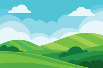 Obraz premium rolling-green-hills-under-a-cloudy-spring-sky-on-w.eps