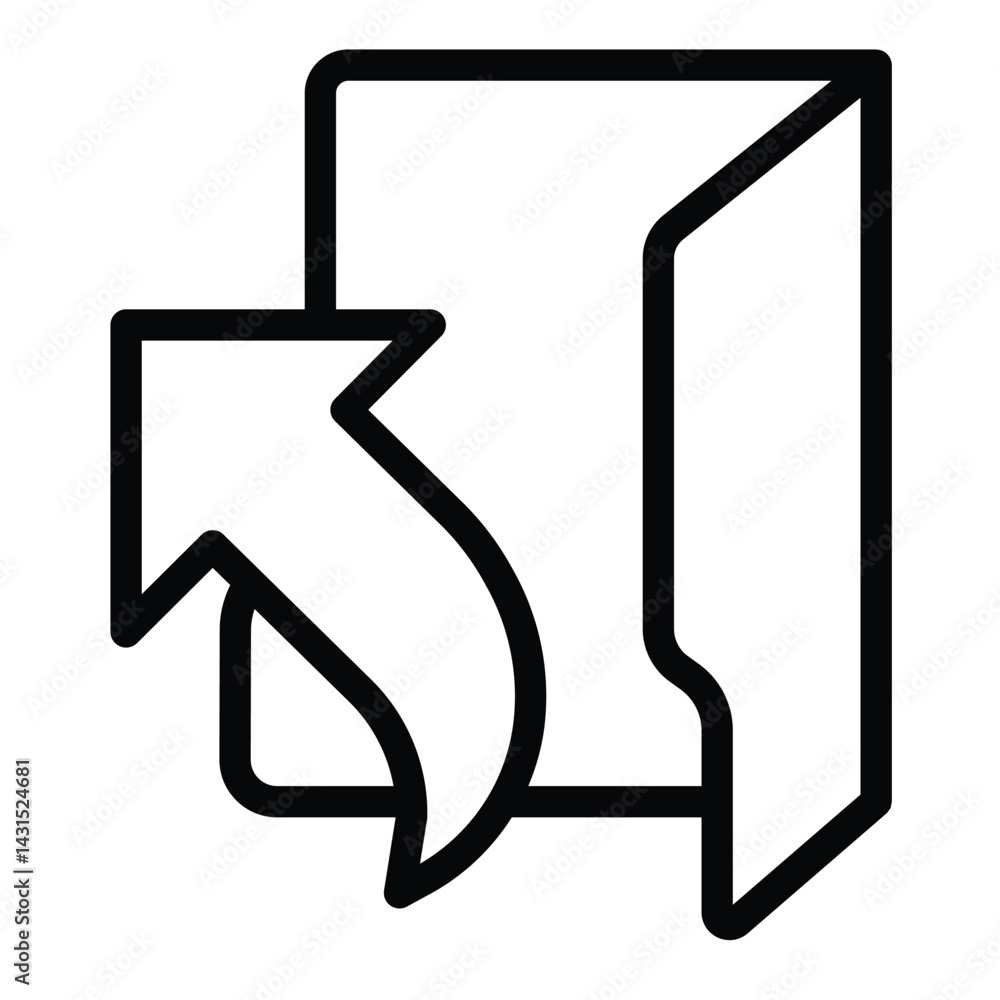 Poster folder with shortcut line icon, windows pack concept. vector graphics. up arrow linked folder sign o