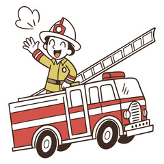 Firefighter Truck Vector Art for Children

