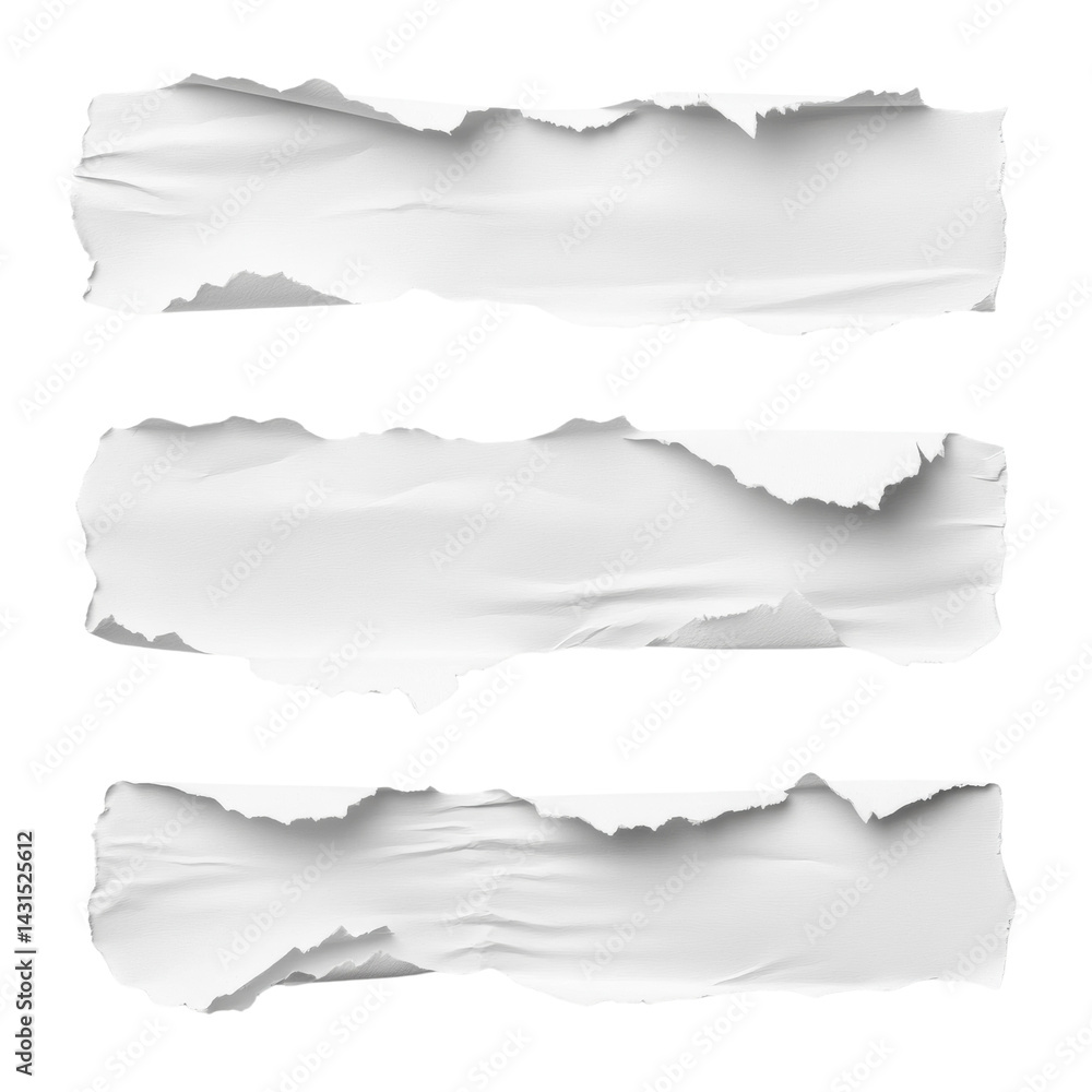 Poster textured paper strips set against a contrasting space, graphic resource element, isolated on transpa