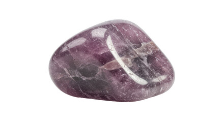 Polished, tumbled stone with pink, gray, and white markings against a black background
