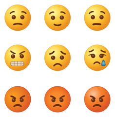 Set of emoticons, emoji isolated on white background, vector illustration.