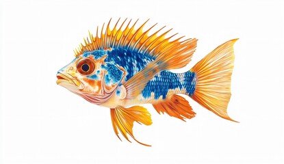 Fototapeta premium Vibrant tropical fish swimming in coral reef underwater scene marine life ocean environment side view nature's beauty