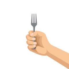 hand holding fork vector illustration design