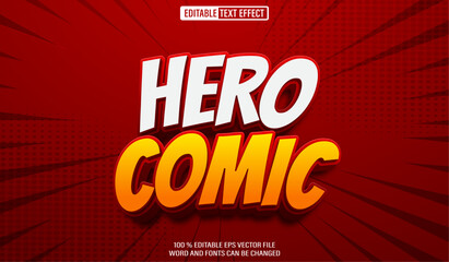 Naklejka premium Editable 3d text style effect - Hero Comic text effect Template