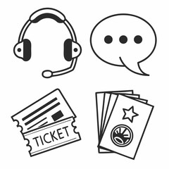Helpdesk Support Icon Set With Tickets And Customer Communication Symbol Vector