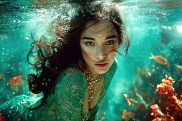 Enchanting underwater portrait of a radiant mermaid princess