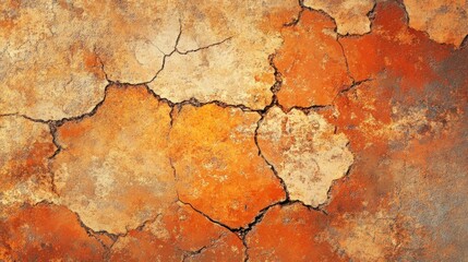 Obraz premium Cracked, textured, orange and brown earth surface.