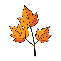 Naklejka premium A cluster of vibrant fall leaves on a stem, showcasing warm autumn hues of red, orange, and yellow, capturing the beauty of the changing season.