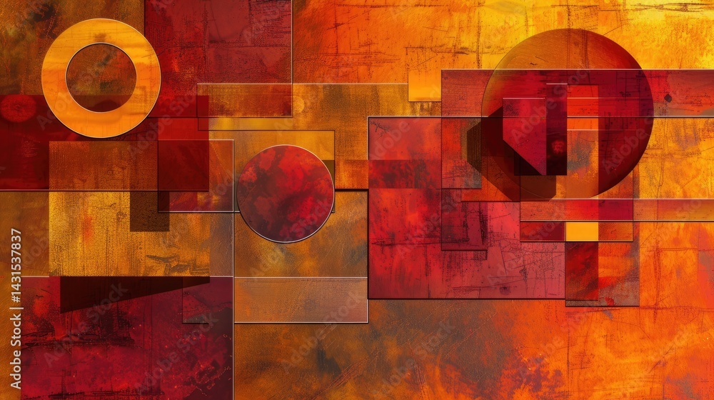 Poster the abstract picture of the red shape repetitive pattern polygon geometry in the background, geometr