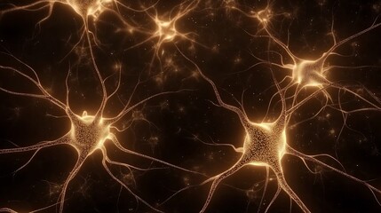 Naklejka premium through close up of AI neural links lighting up as data flows