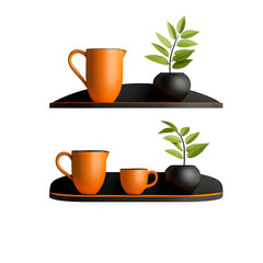 Minimalist floating shelves displaying decorative elements