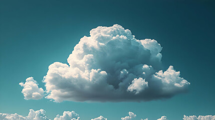 Large White Cumulus Cloud in a Teal Sky