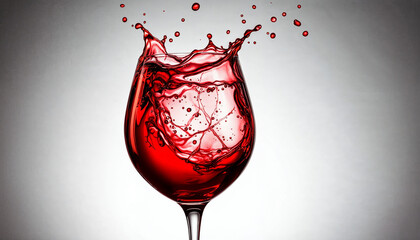 Red liquid splashes from a glass against a light background at a casual gathering