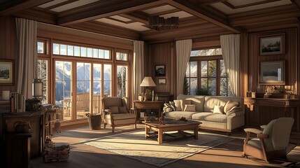 Sunlight wraps around luxurious living area with white decor high resolution picture