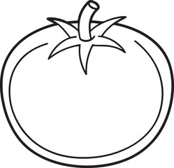 tomato line art, black outline, vector and illustration, coloring book page line art drawing