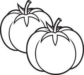 tomato line art, black outline, vector and illustration, coloring book page line art drawing