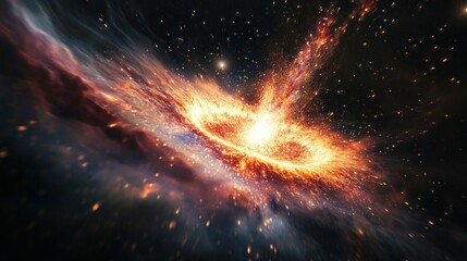 Cosmic explosion, fiery vortex in deep space