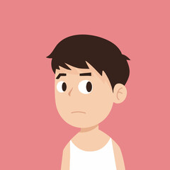 Obraz premium Serious young boy in sleeveless shirt. Vector Image