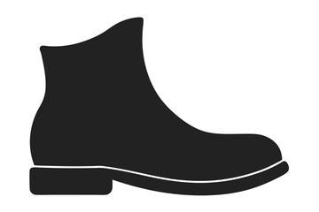 Simple Black Boot Silhouette with Low Heel and Minimalist Design Elements