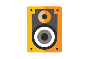Modern Yellow and Orange Speaker with Geometric Design Elements on White Background