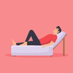 Obraz premium Relaxed Person Reclining on a Lounge Chair. Vector Image