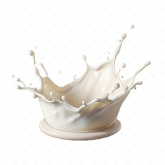 realistic liquid milk splash in crown style isolated on white background