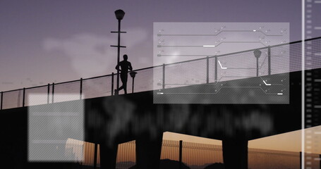 Image of digital interface over running man