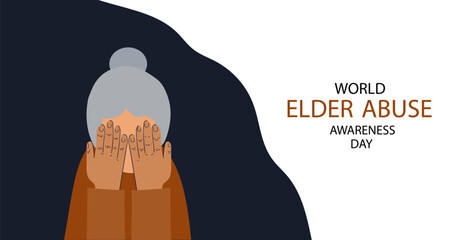 World Elder Abuse Awareness Day banner. Vector hand drawn doodle line art illustration.