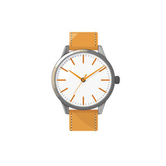 Stylish Wristwatch with Orange Accents and Tan Leather Strap - Timepiece Illustration