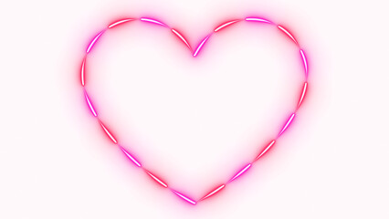 valentines day heart frame neon lights isolated on transparent background, png romantic love overlay social media design element	