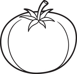 tomato line art, black outline, vector and illustration, coloring book page line art drawing