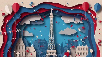 bastille day animated illustration - Powered by Adobe