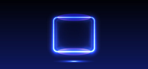 Colorful neon lights flashing in green, blue, white, pink, and violet on an abstract background. Circle ,rectangle, hexagon different shapes background vector design. Background with glowing swirls o