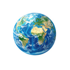 Earth Globe, Detailed 3D Rendering of Planet Earth on Transparent Background