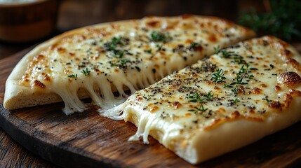 Melted cheese pizza slices