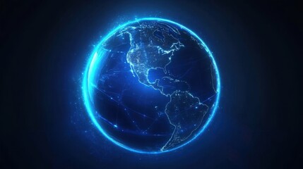 Obraz premium Digital Earth with interconnected luminous paths, network connection, global business.