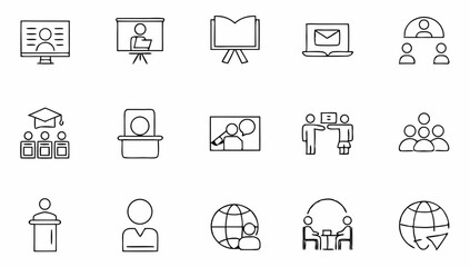 e learning set of web icons in line style  online .eps