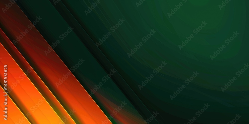 Poster diagonal abstract gradient with green and orange hues. abstract 3d rendering artwork of digital wave
