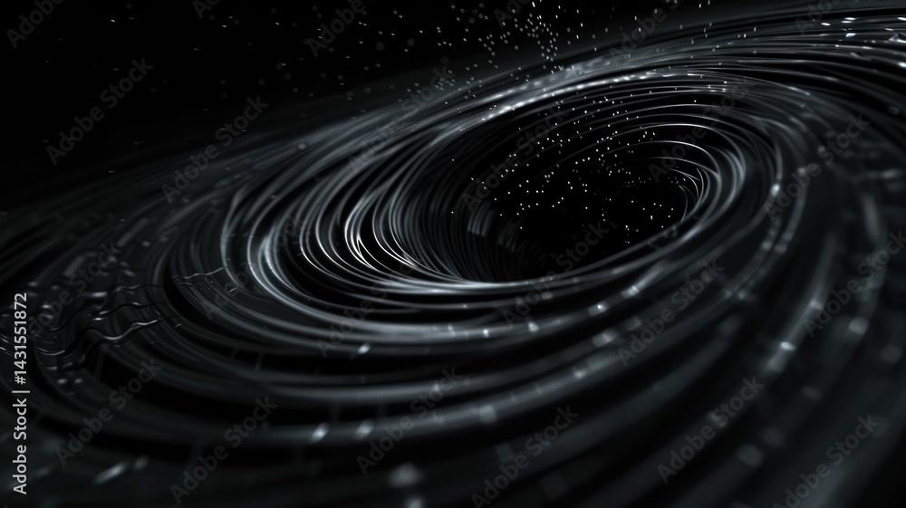 Poster abstract glowing vortex with colorful particles on a dark background. digital art for design and pri