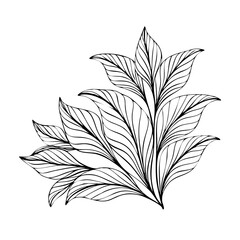 Vector gold leaves on white background isolated. Wavy drawn line branches, nature, plants luxury design elements.Modern floral art deco seamless pattern. Vector damask illustration with leaves. 