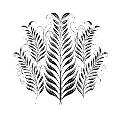 Fototapeta premium Vector gold leaves on white background isolated. Wavy drawn line branches, nature, plants luxury design elements.Modern floral art deco seamless pattern. Vector damask illustration with leaves. 