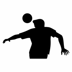 Soccer player heading ball silhouette image