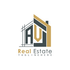 Fototapeta premium initial monogram logo for real estate with Home shape creative design.