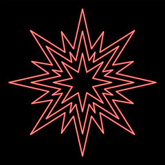 Obraz premium Neon star Bethlehem Christmas red color vector illustration image flat style